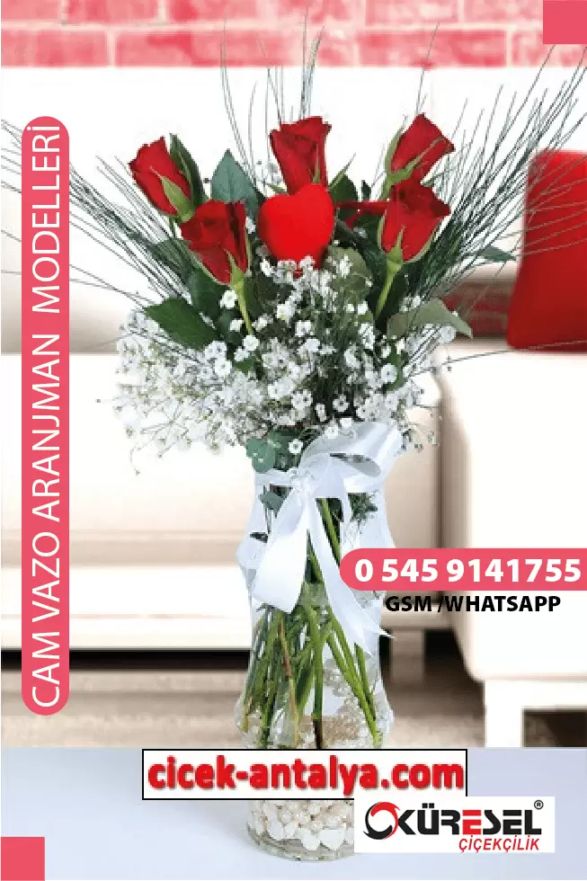 5 KIRMIZI GÜL ÜRÜN KODU CV35 – Antalya Çiçekçi