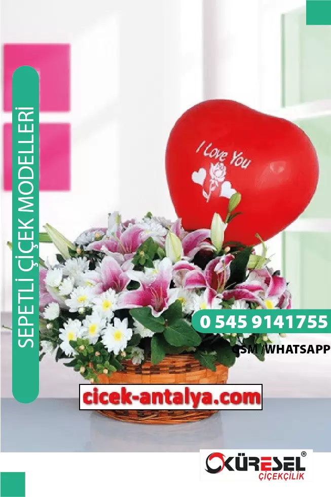 BALON TATLI AŞKIM PEMBE LİLYUM VE KIR ÇİÇEKLERİ ÜRÜN KODU SPA23 – Antalya Çiçekçi