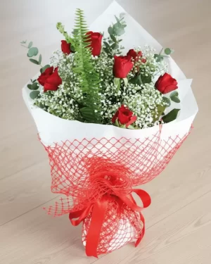 TÜLLÜ EN GÜZEL BUKET 7 KIRMIZI GÜL ÜRÜN KODU BK06
