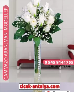 VAZODA BEYAZ GÜLLER ÜRÜN KODU CV20